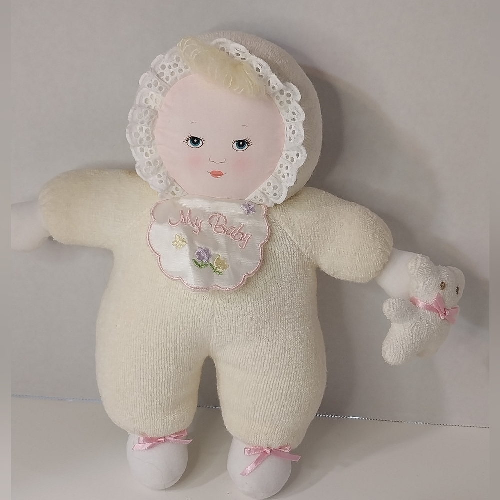 Rare HTF Effanbee Terry Cloth Rattle Soft Baby Doll Perfect for Easter